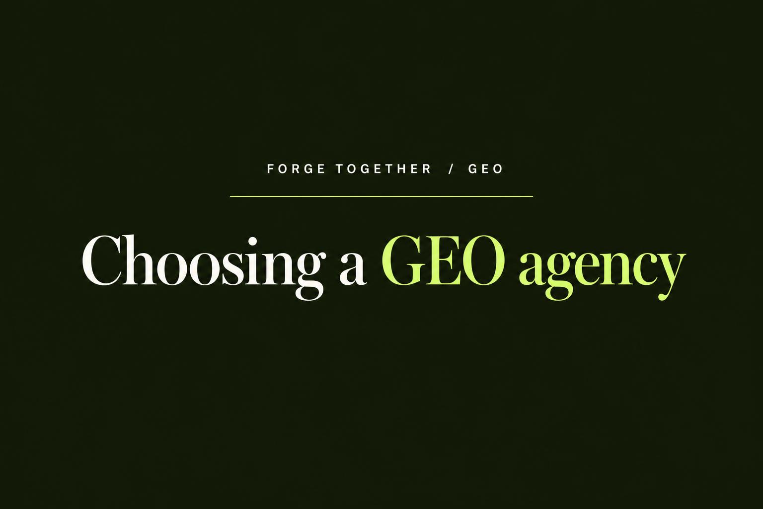How to Choose a Generative Engine Optimisation Agency